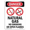 Signmission Safety Sign, OSHA Danger, 10" Height, Aluminum, Natural Gas No Smoking, Portrait OS-DS-A-710-V-1454